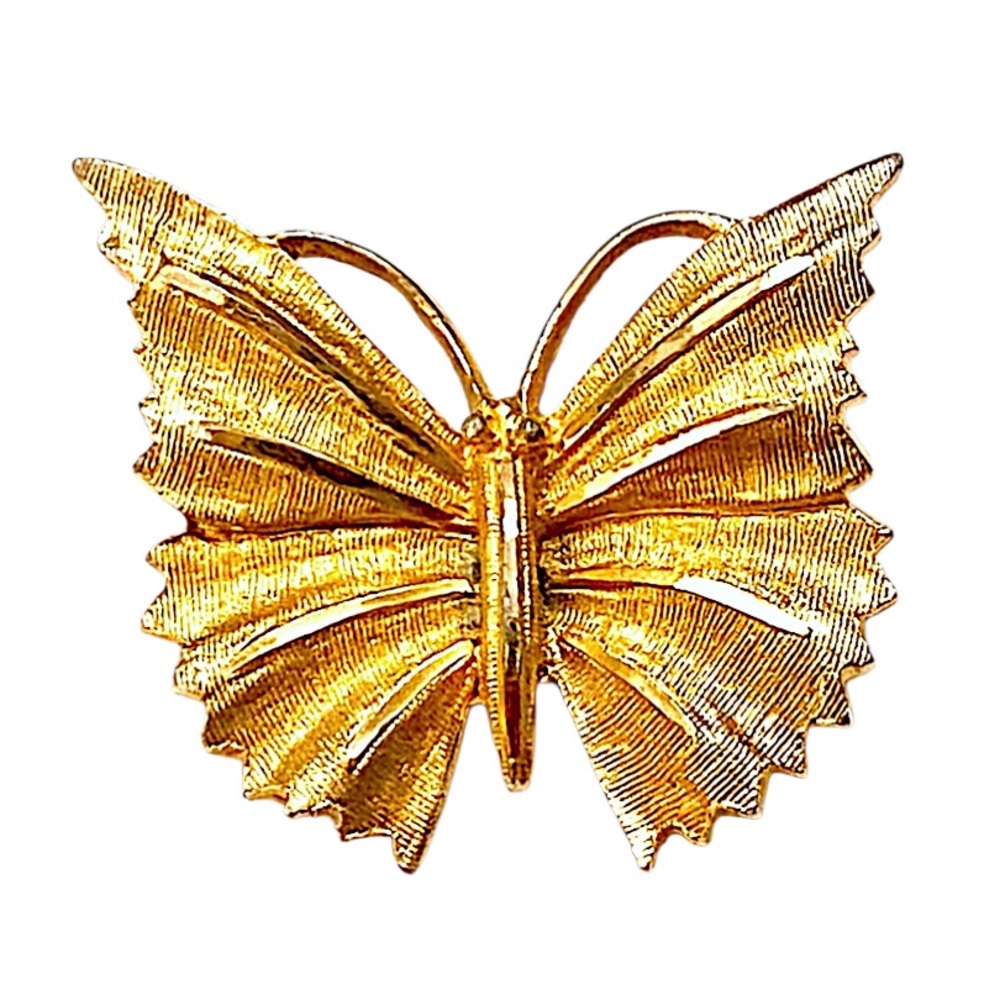 BSK Signed Butterfly Brooch Gold Vintage